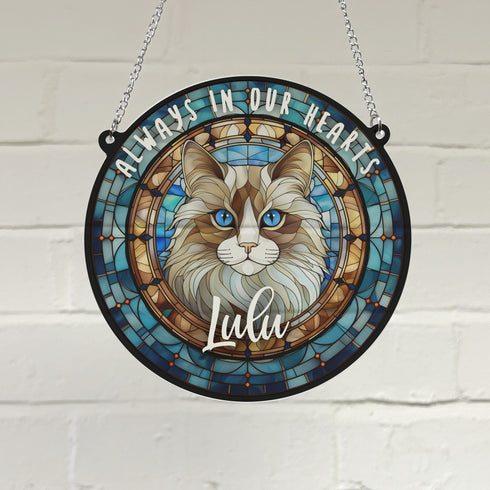 Cat Ragdoll Memorial Stained Glass Effect Suncatcher